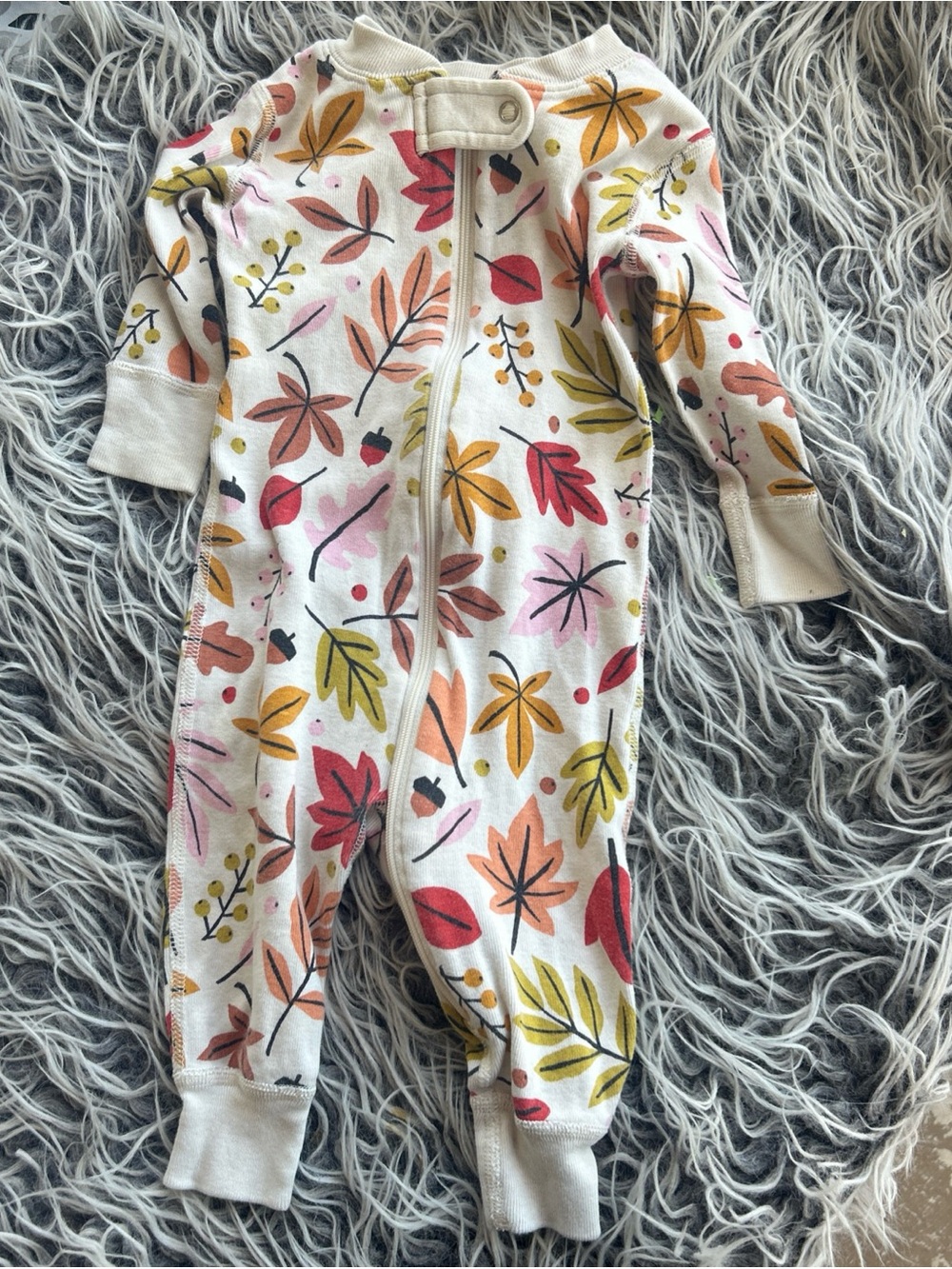 Hanna Andersson Baby 3-6 M Organic Cotton Fall Leaves Zip Sleeper Pajamas    Exc